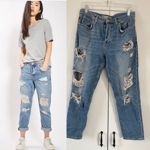 Top shop Moto destroyed ripped boyfriend jeans FINAL PRICE DROP